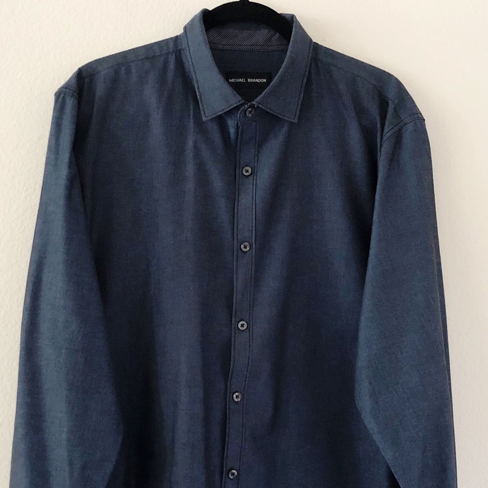 Michael Brandon LS Dress Shirt Size XL Blue